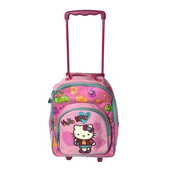 Sanrio Hello Kitty Rolling Backpack with Padded Straps and Wheel Covers - Picture 3 of 12